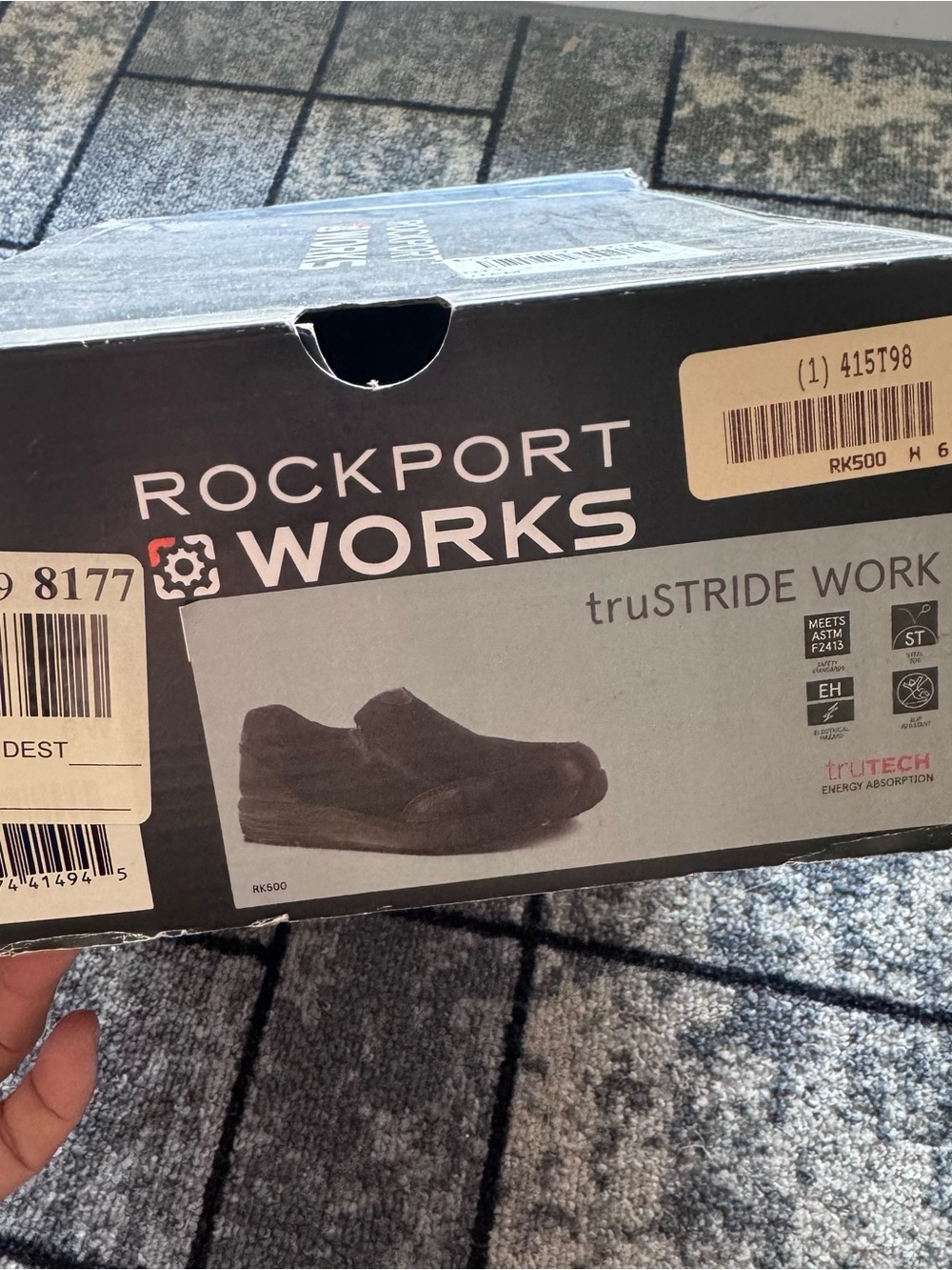 Rockport Works truSTRIDE Work Slip-On Shoes - Black steel toe slip resistant 6